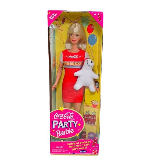 VTG ‘98 Mattel Coca-Cola Party BARBIE Special Edition #22964 Preowned NIB Sealed - Picture 1 of 6